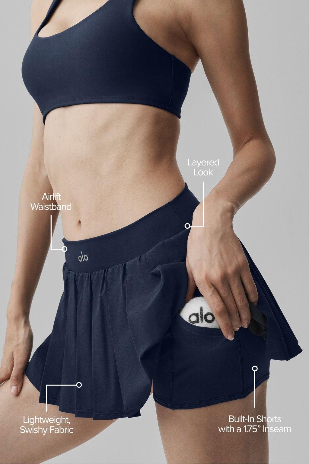 Double Or Nothing Tennis Skirt - Navy