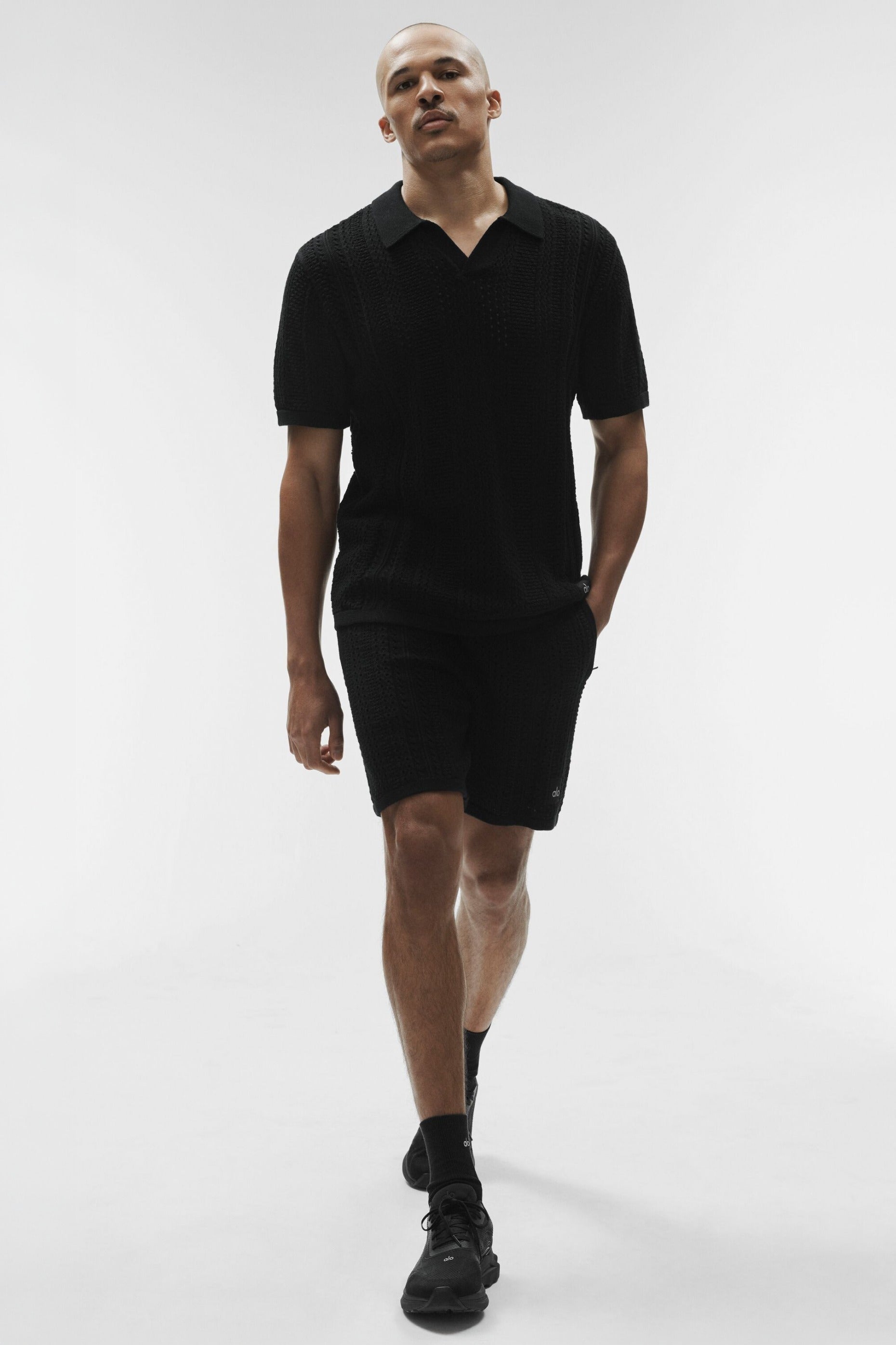 Coastline Knit Short Sleeve Polo - Black