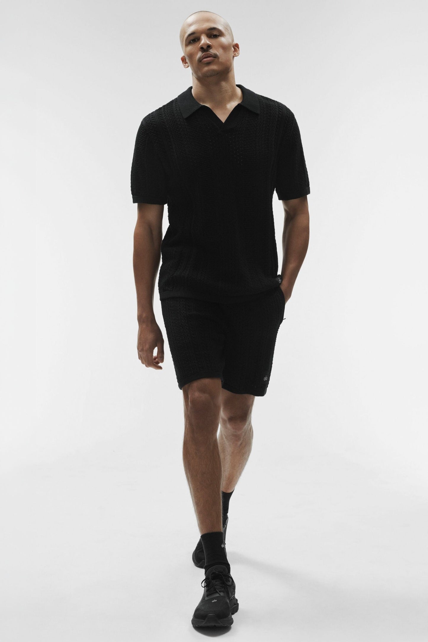 Coastline Knit Short Sleeve Polo - Black