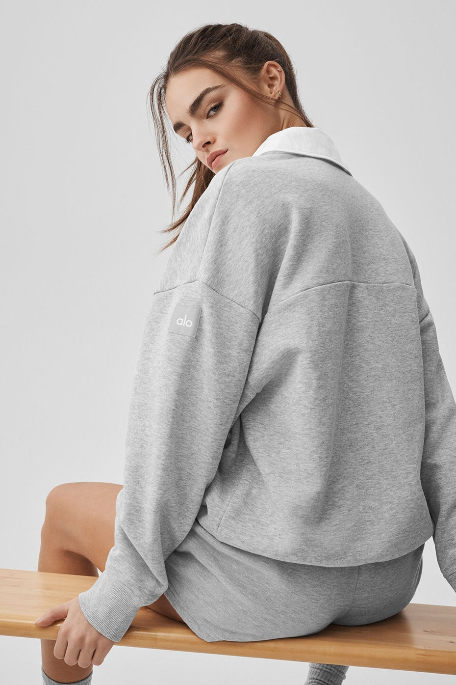 Take It Easy Long Sleeve Henley Pullover - Athletic Heather Grey/White