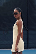 Tennis Club Sweater Knit Dress - Oatmeal/White
