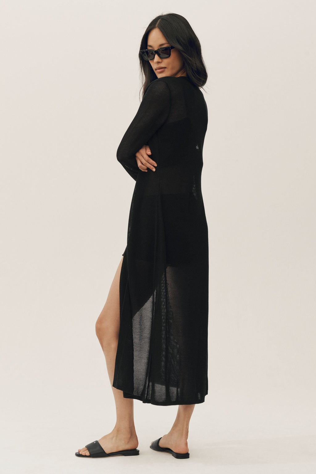 Silk Cashmere Heatwave Long Cardigan - Black