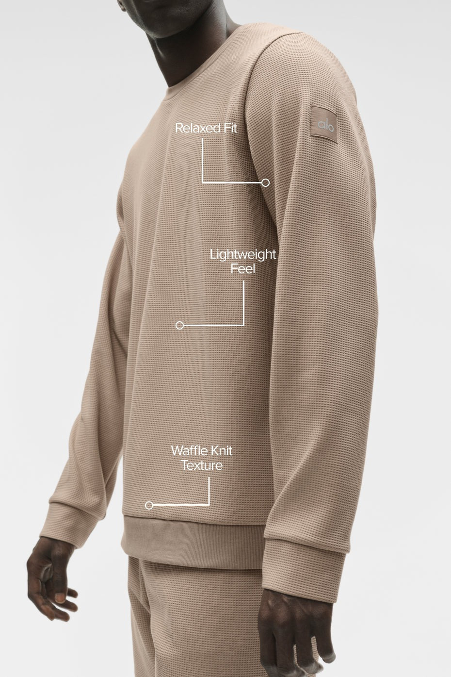 Waffle Lounge Long Sleeve Crew - Gravel