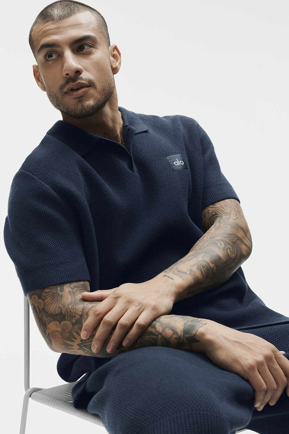 Sports Club Sweater Knit Polo - Navy