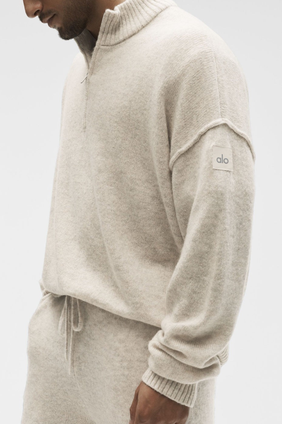 Wool Cashmere New Class 1/4 Zip Pullover - Oatmeal Heather
