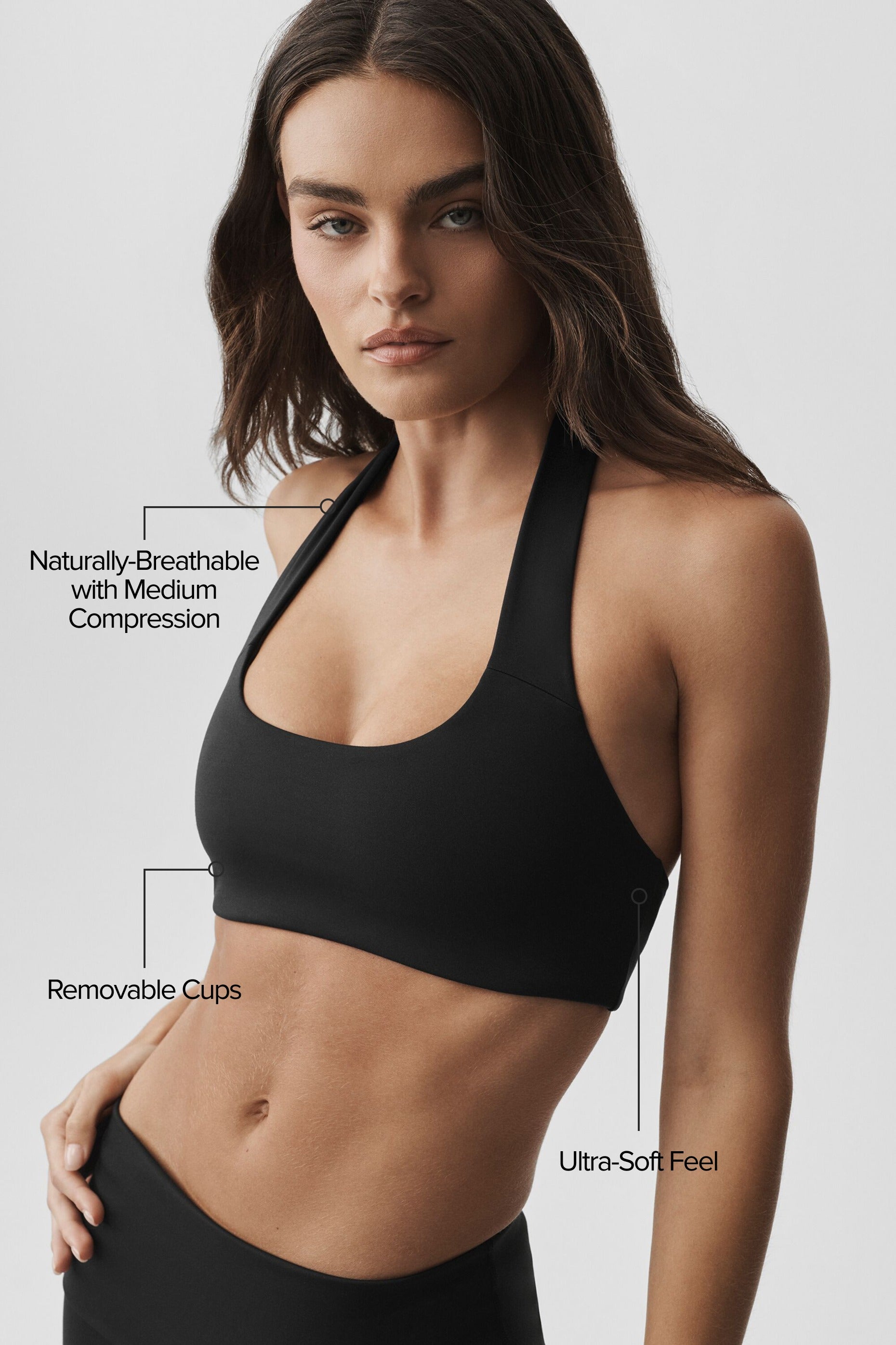 ALO Softsculpt Feel The Heat Halter Bra - Black