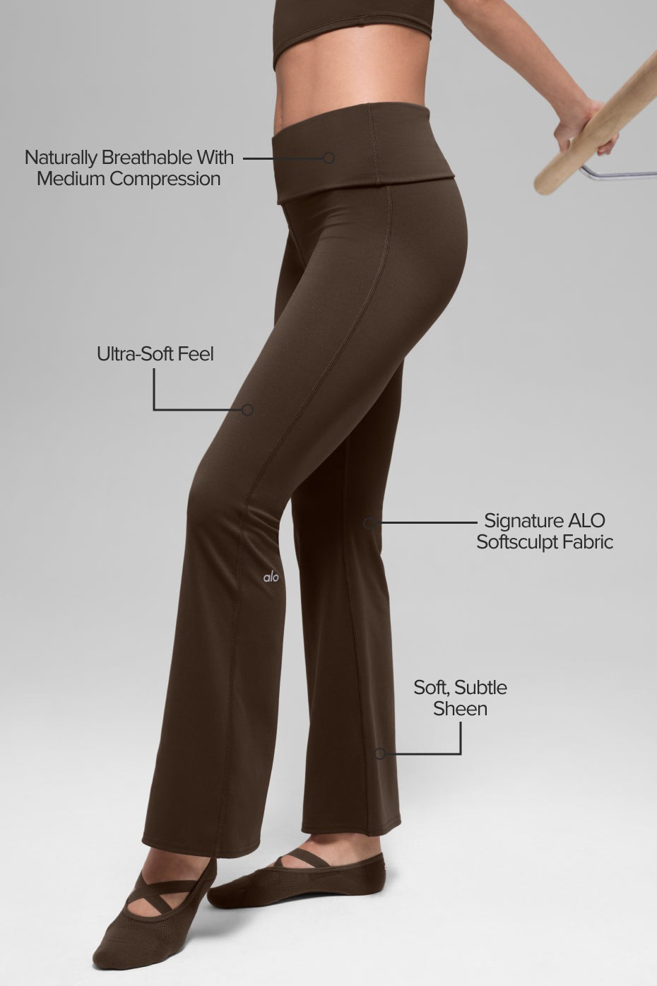 ALO Softsculpt Foldover Flare Legging (Short) - Espresso