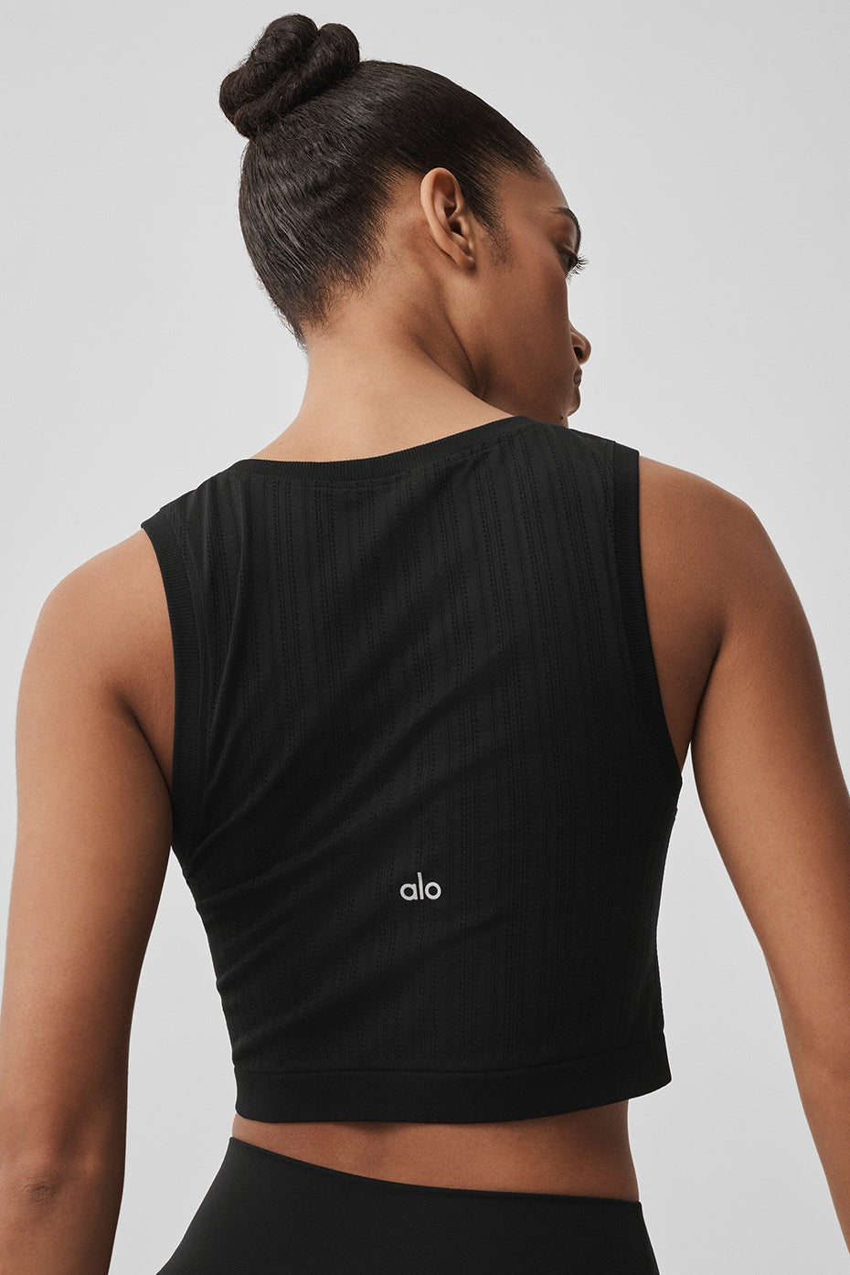 Seamless Pointelle Tank - Black