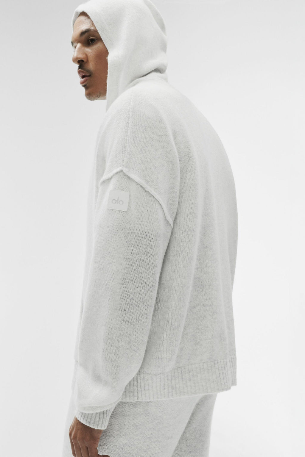 Wool Cashmere New Class Full Zip Hoodie - White Heather
