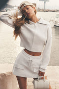 Scholar Knit Cargo Skirt - White Heather