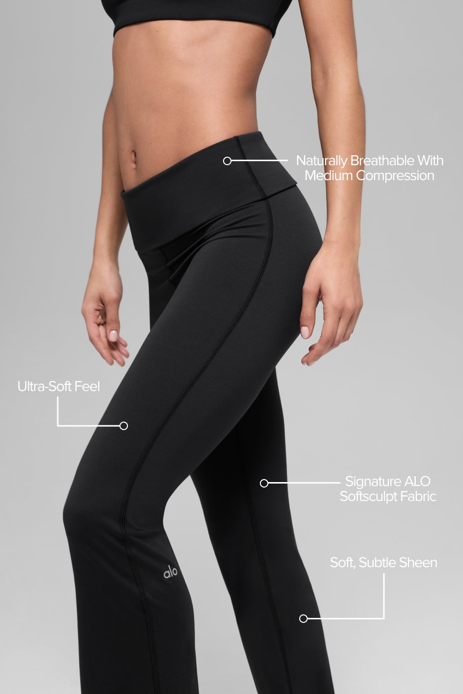 ALO Softsculpt Foldover Flare Legging (Regular) - Black