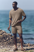 Coastline Knit Short Sleeve Polo - Gravel