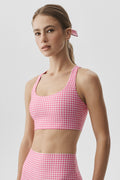Airlift Gingham Sleek Bra Tank - Paradise Pink Gingham