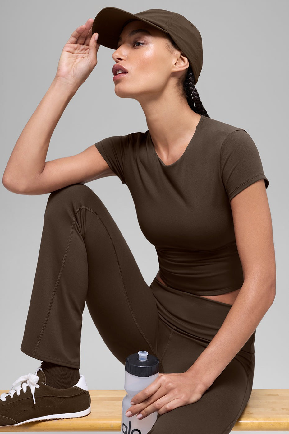 ALO Softsculpt Foldover Flare Legging (Short) - Espresso