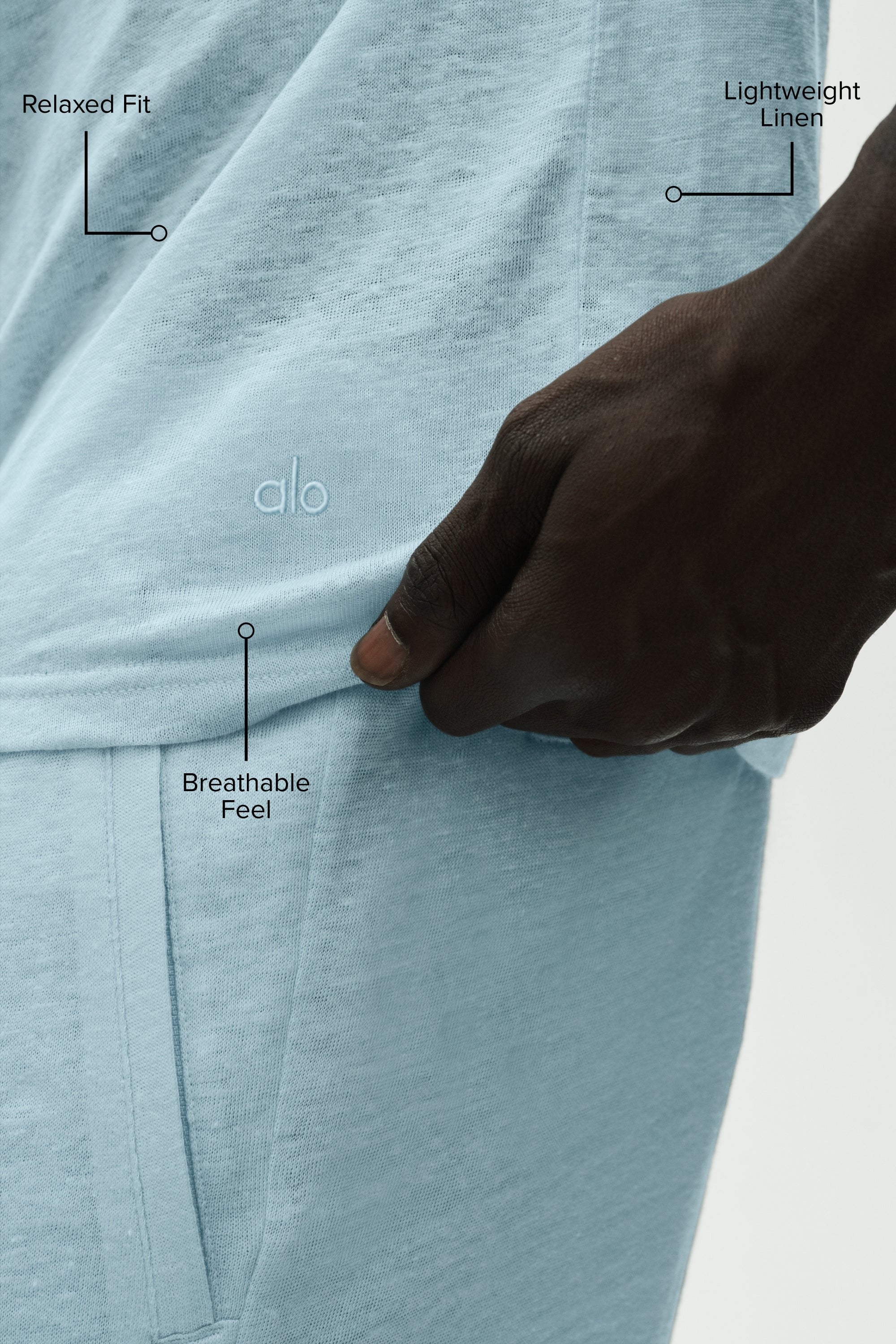 Linen Jersey Coastal Short Sleeve Tee - Seaside Blue
