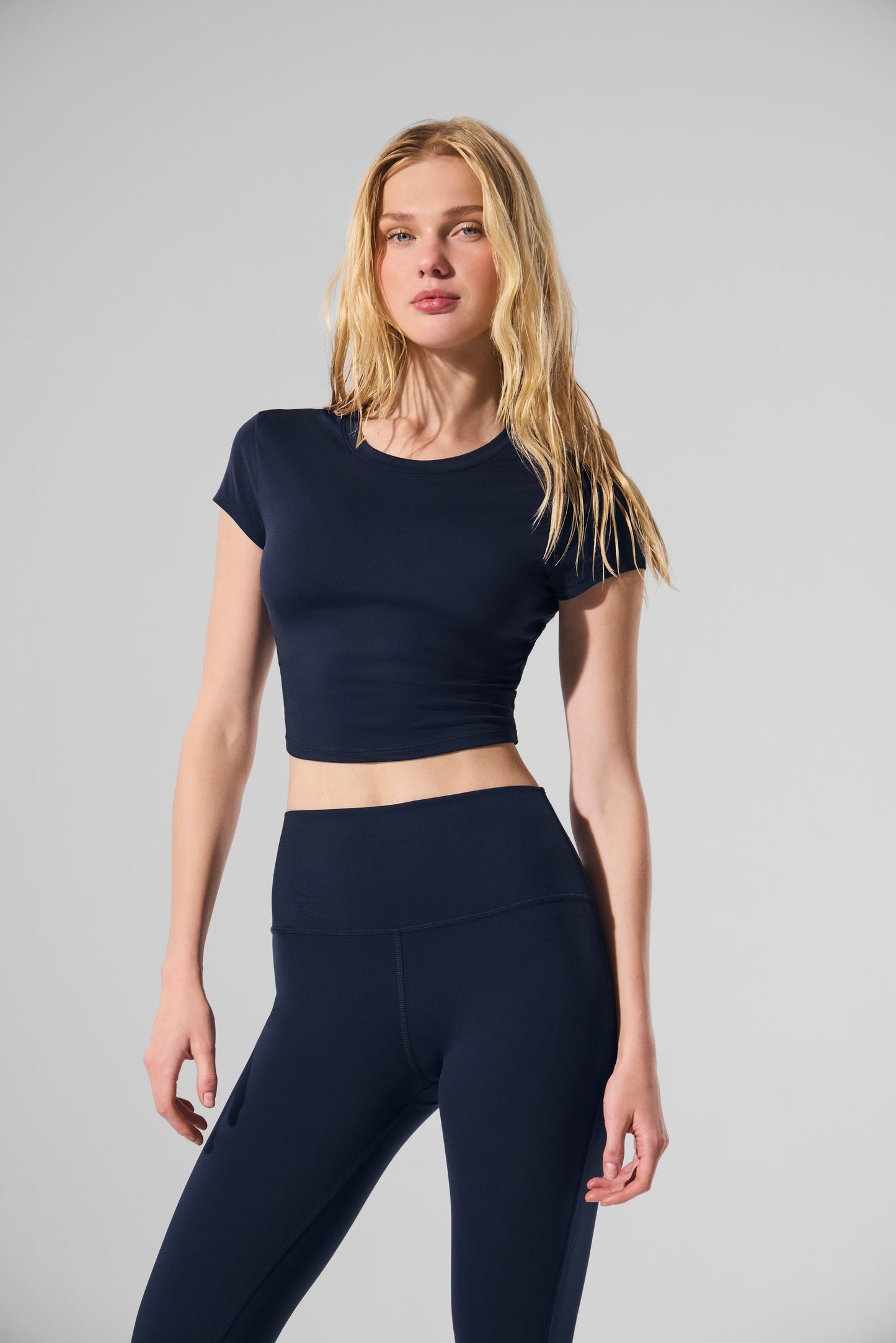 Alosoft Crop Finesse Short Sleeve - Navy